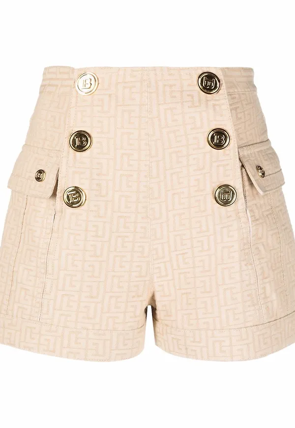 Balmain shorts med monogram - Neutral