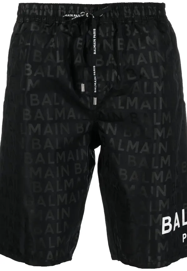 Balmain shorts med monogram - Svart