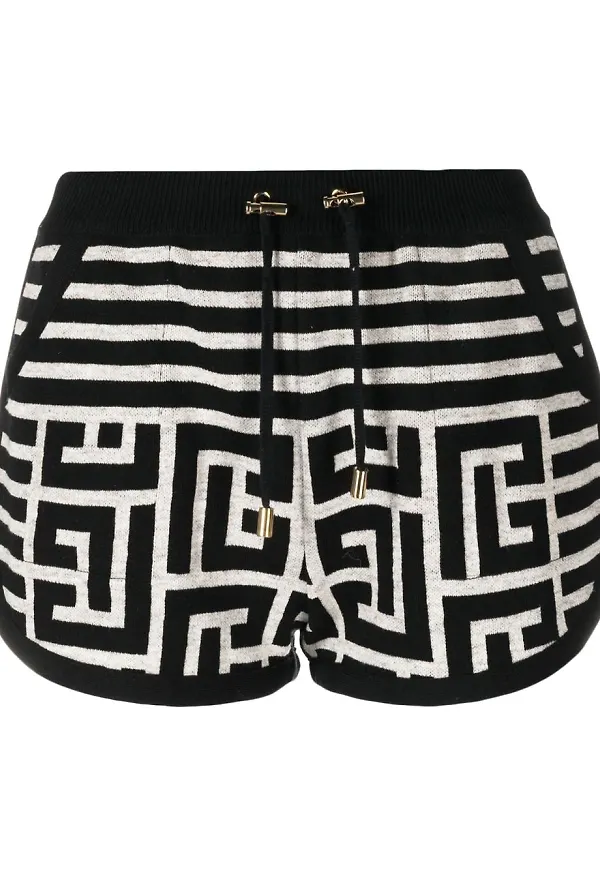 Balmain shorts med monogram - Svart