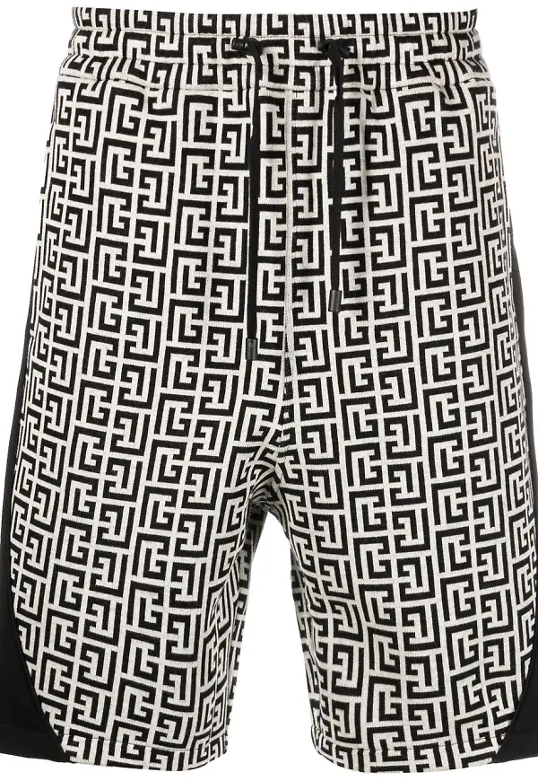Balmain shorts med monogram - Svart
