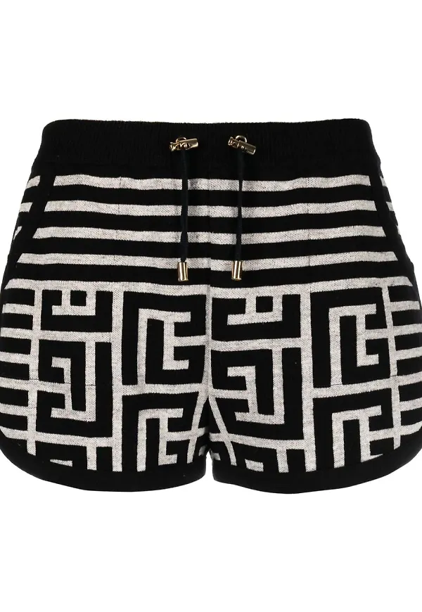Balmain shorts med monogram - Svart