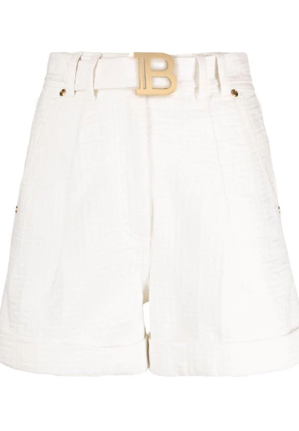 Balmain shorts med monogram i jacquard - Vit