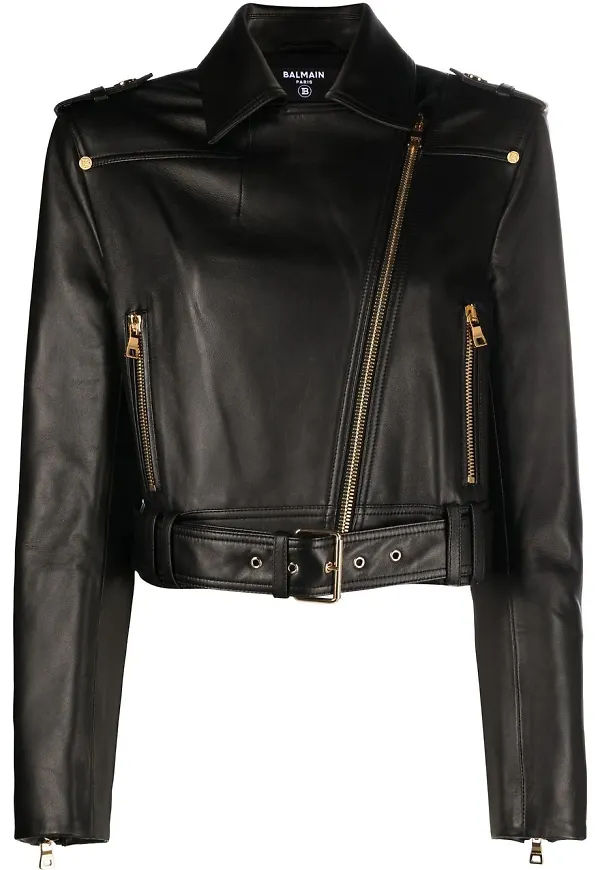Balmain skinnjacka i bikermodell - Svart