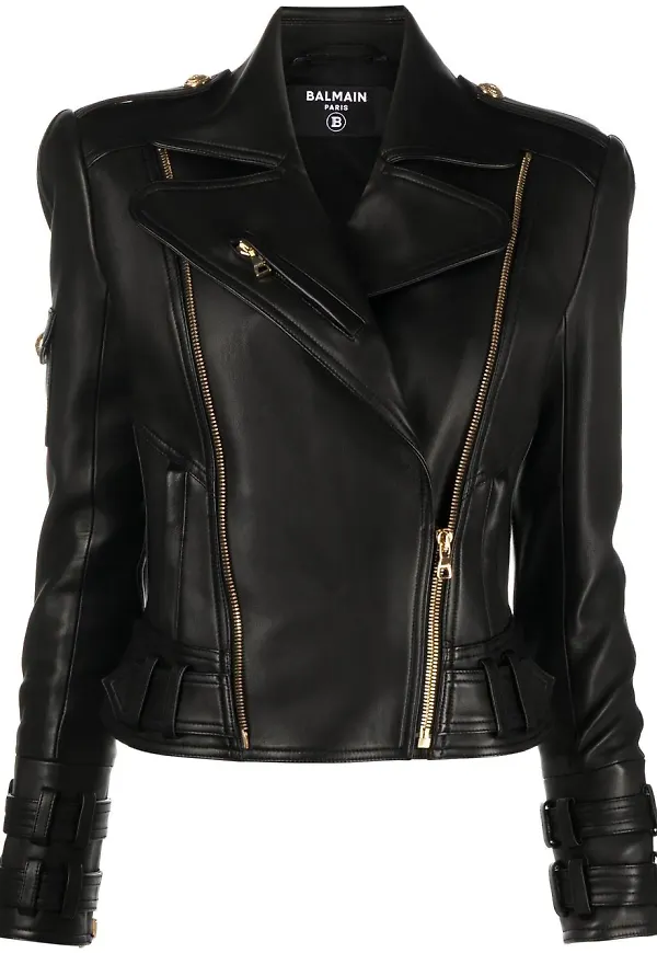 Balmain skinnjacka med dragkedja - Svart