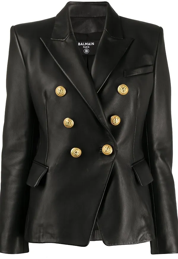 Balmain skinnjacka med knäppning - Svart