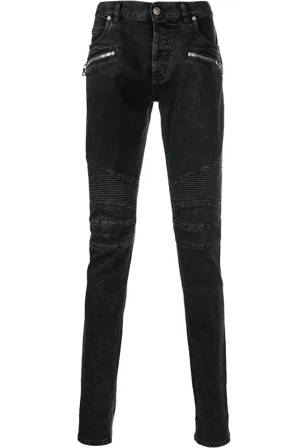 Balmain skinny-jeans med biker-stil - Svart