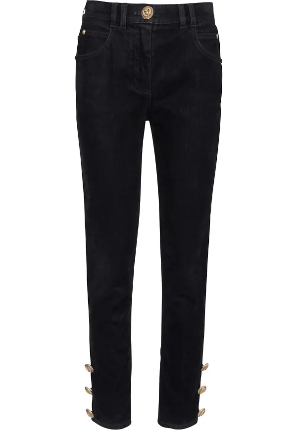Balmain skinny-jeans med präglad knapp - Svart