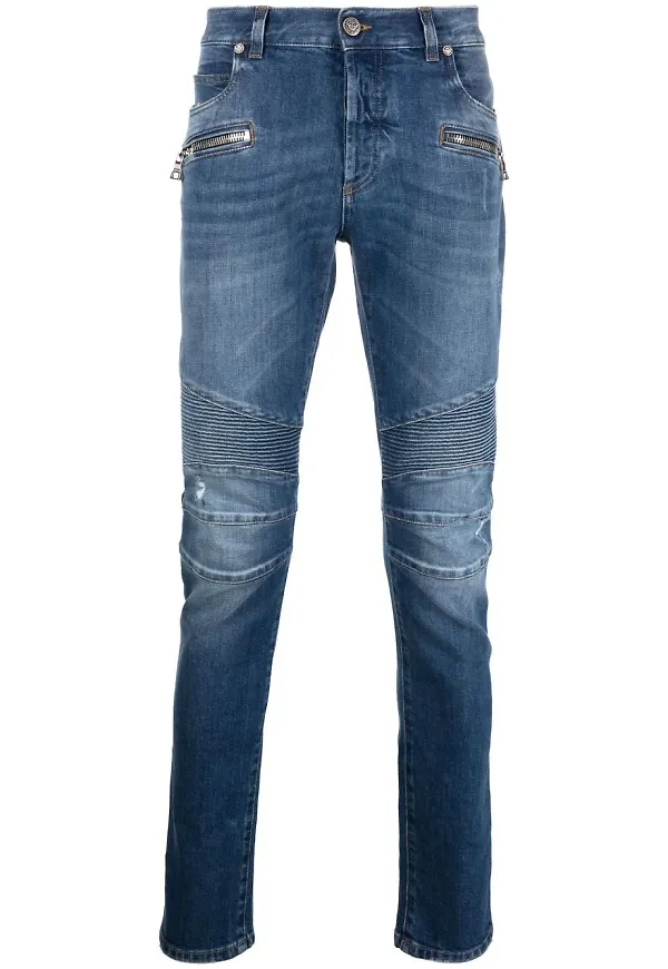 Balmain skinny-jeans med ribbad detalj - Blå