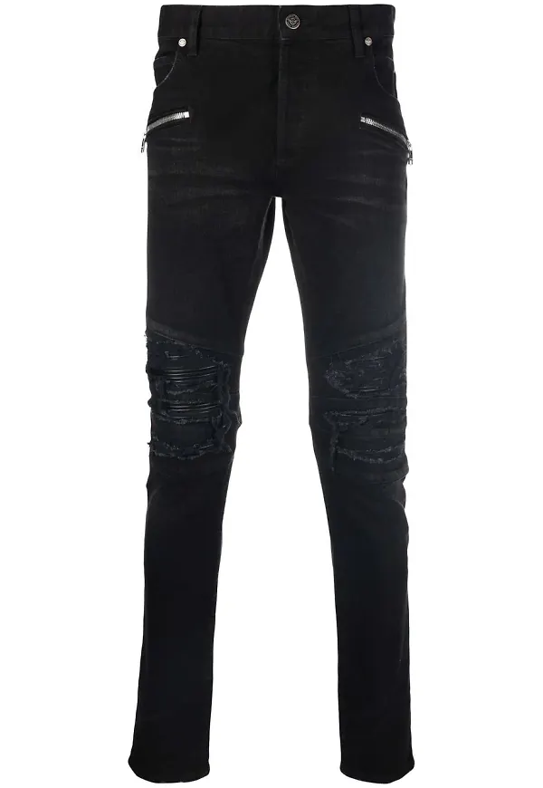 Balmain skinny-jeans med sliten effekt - Svart