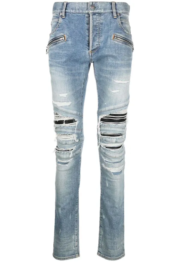 Balmain skinny-jeans med slitning - Blå