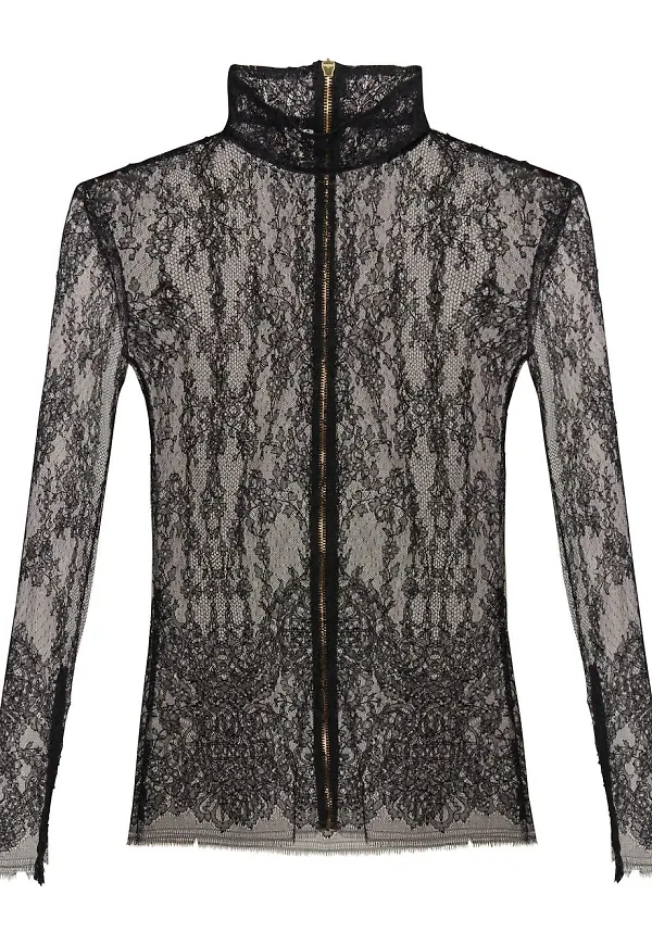 Balmain skir topp med spetsbrodyr - Svart