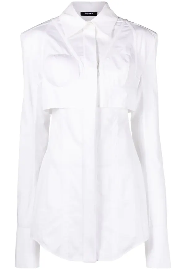 Balmain skjorta med bustier - Vit