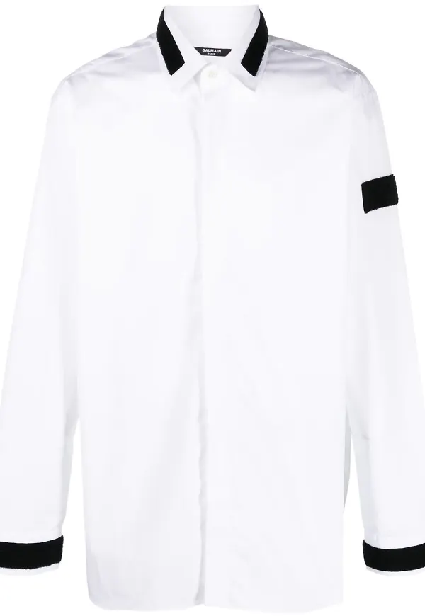 Balmain skjorta med kontrastkant - Vit
