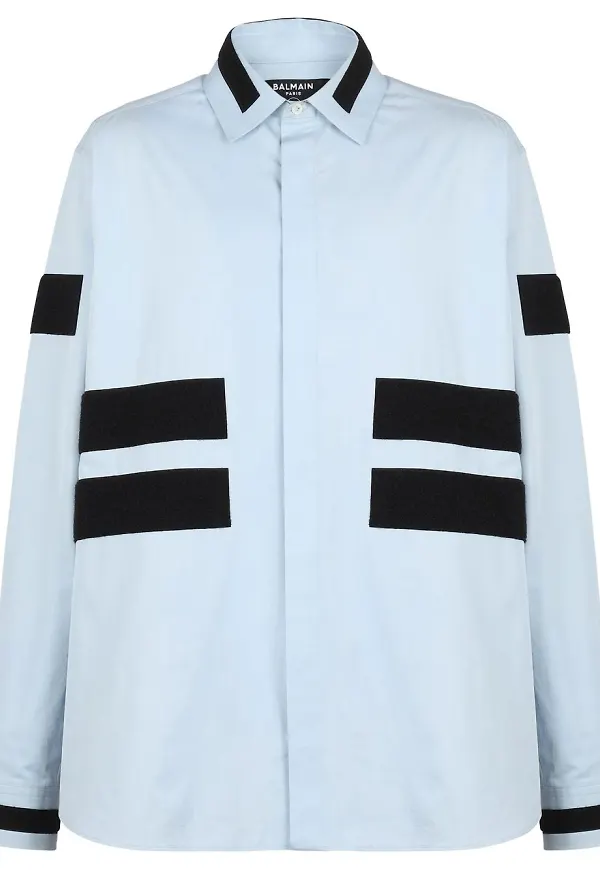 Balmain skjorta med kontrastpanel - Blå