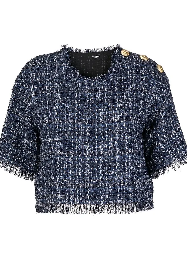 Balmain skjorta med trekvartsärm - Blå