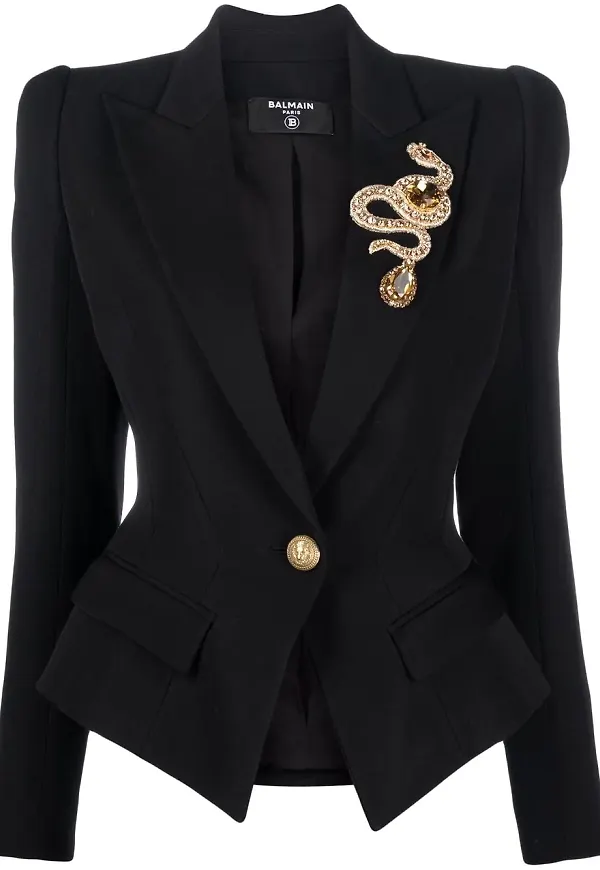 Balmain skräddad blazer med strass - Svart