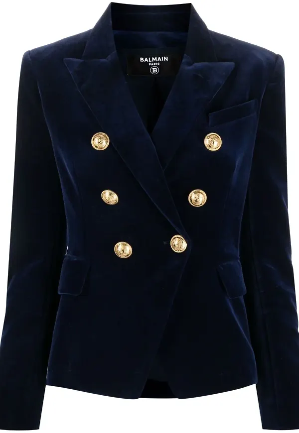 Balmain skräddad sammetsblazer - Blå