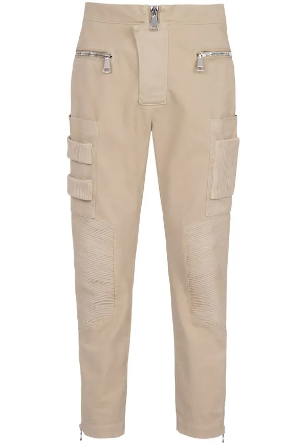 Balmain slacks med ribbad panel - Neutral