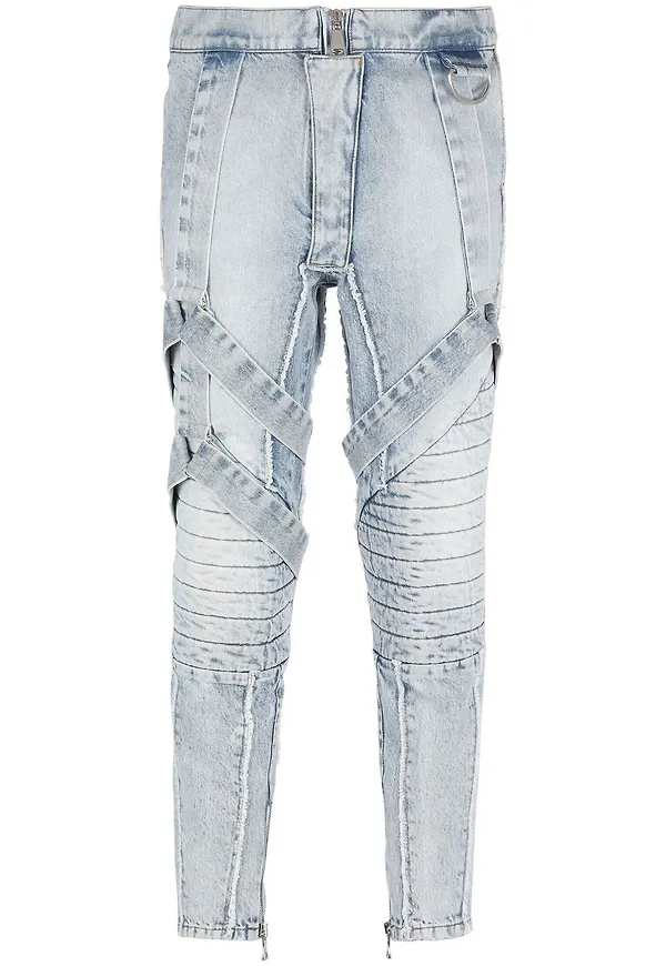 Balmain slim fit-jeans med rem - Blå