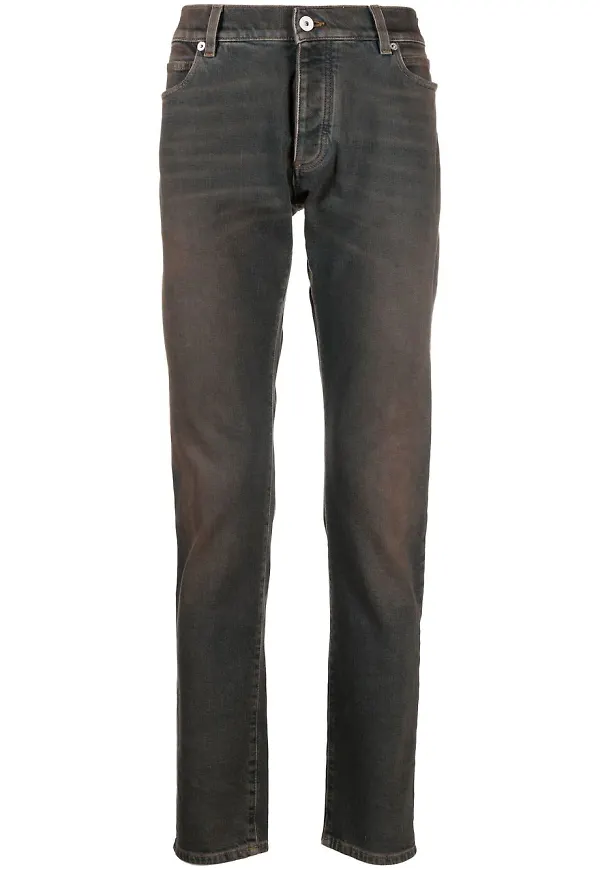 Balmain slim fit-jeans med slitning - Brun