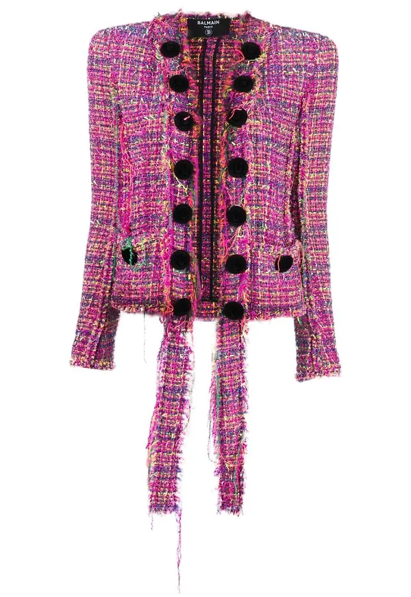 Balmain sliten tweedjacka - Rosa
