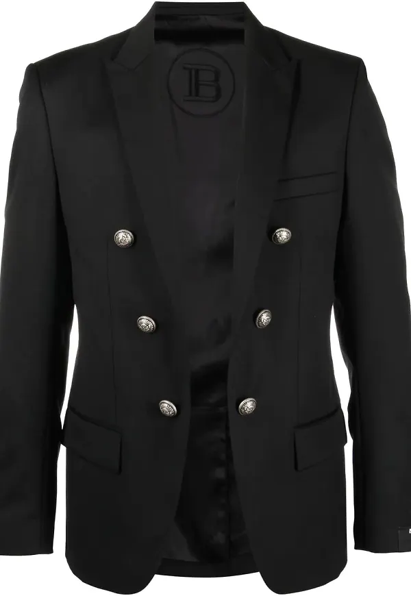 Balmain smal blazer med knappdetalj - Blå