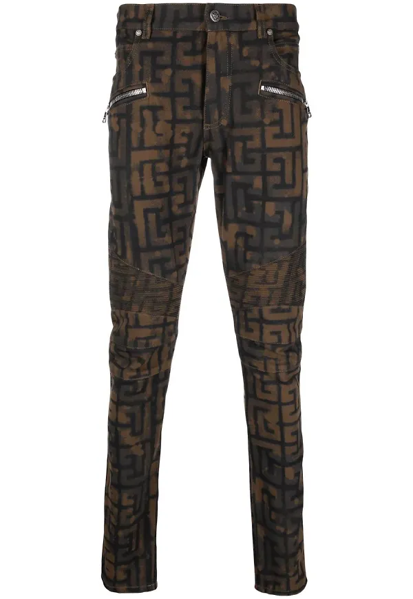 Balmain smala jeans med monogram - Svart