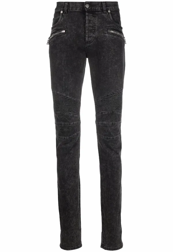 Balmain smala jeans med monogram - Svart