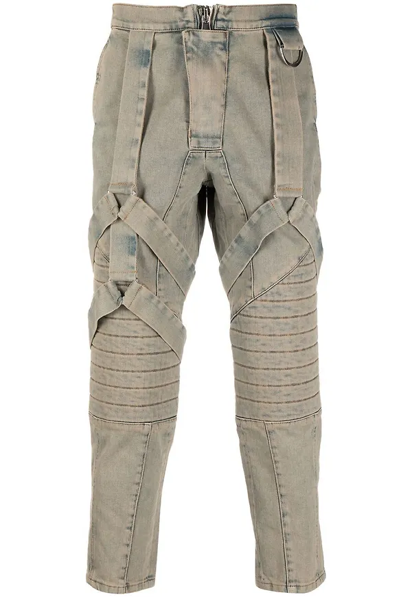 Balmain smala jeans med remdesign - Grön