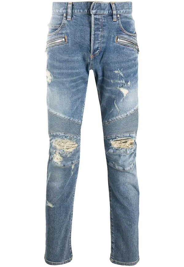 Balmain smala jeans med slitning - Blå