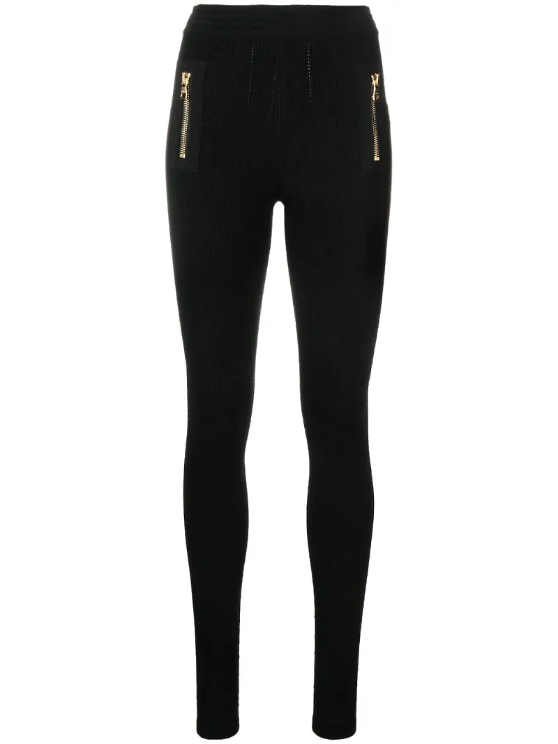 Balmain smala leggings med panel - Svart