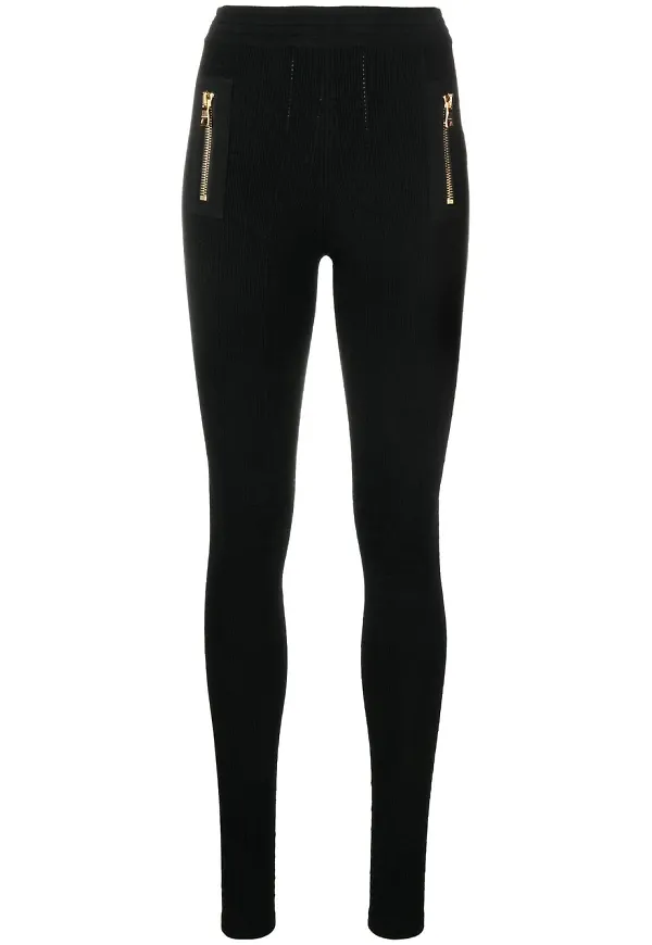 Balmain smala leggings med panel - Svart
