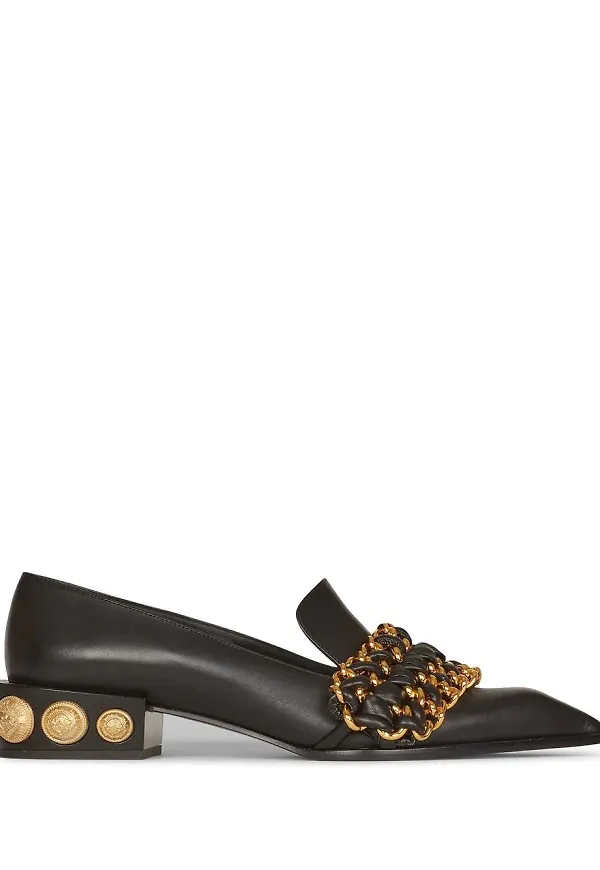 Balmain spetsiga pumps med kedja - Svart