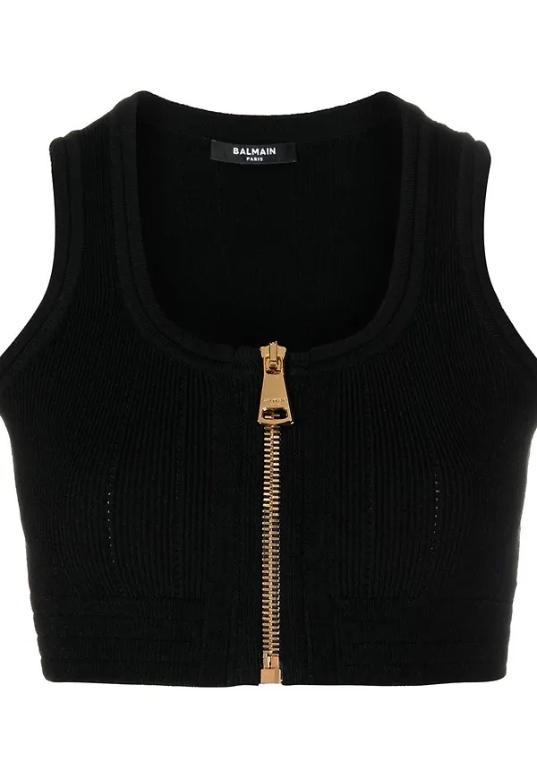 Balmain stickad bralette-croptop - Svart