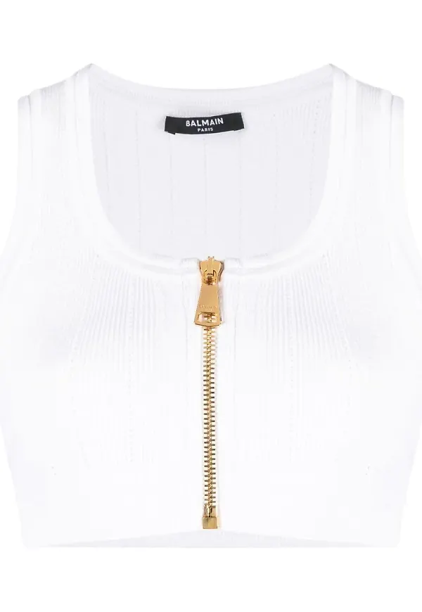 Balmain stickad bralette-croptop - Vit