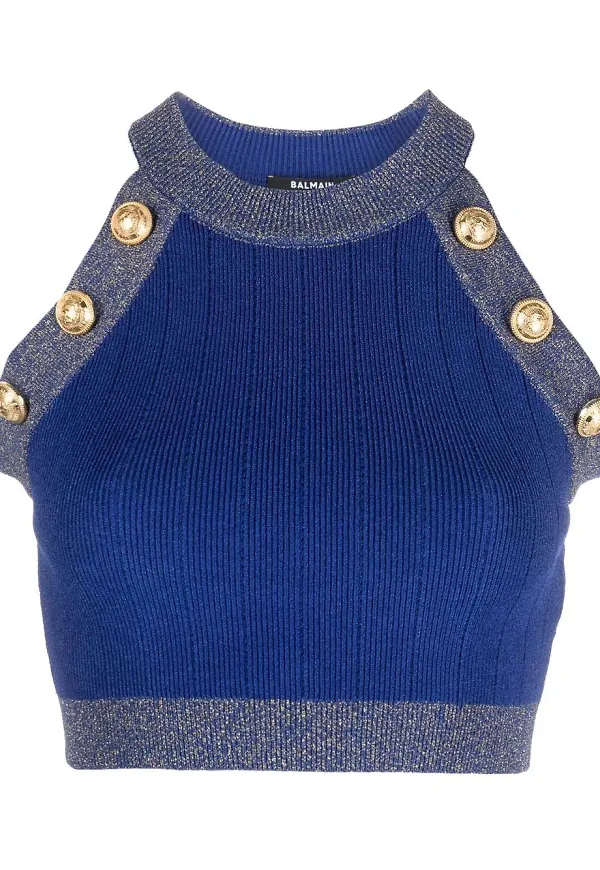 Balmain stickad croptop - Blå