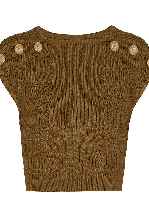Balmain stickad croptop - Guldfärgad