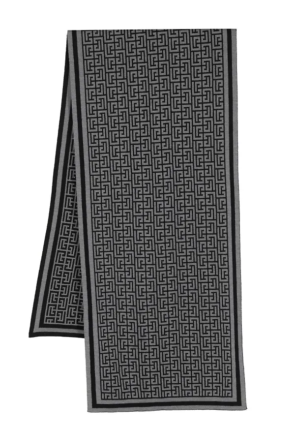 Balmain stickad halsduk med monogram - Svart