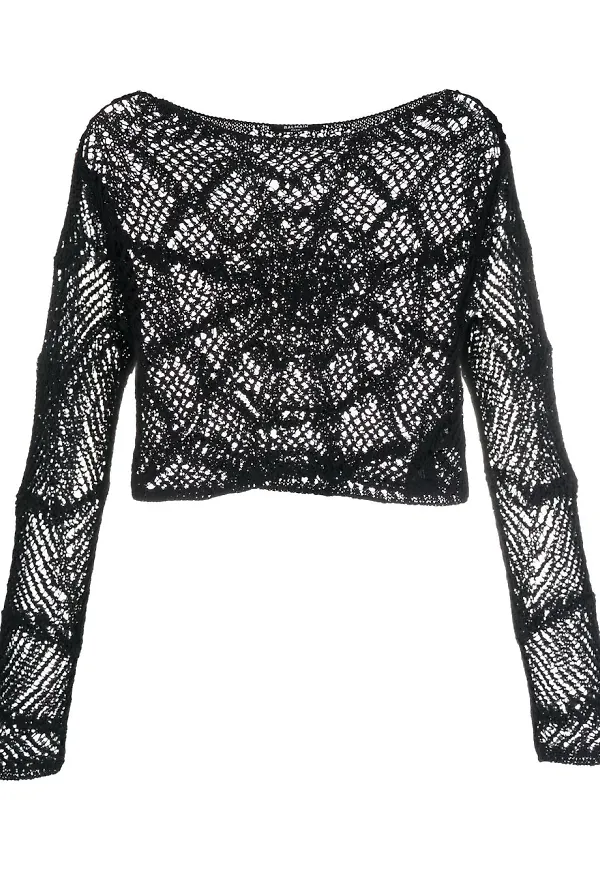 Balmain stickad kort tröja - Svart