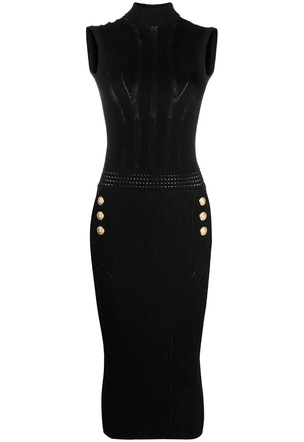 Balmain stickad midiklänning - Svart