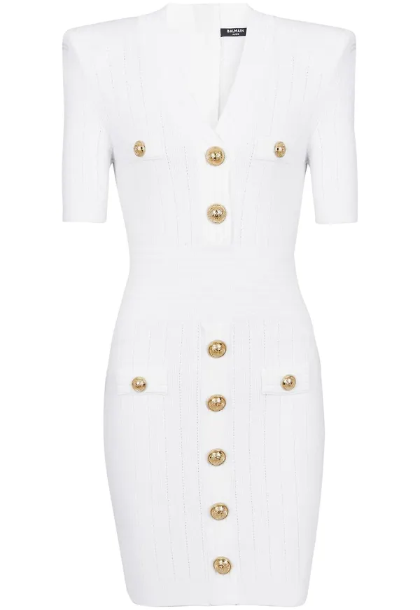 Balmain stickad miniklänning - Vit