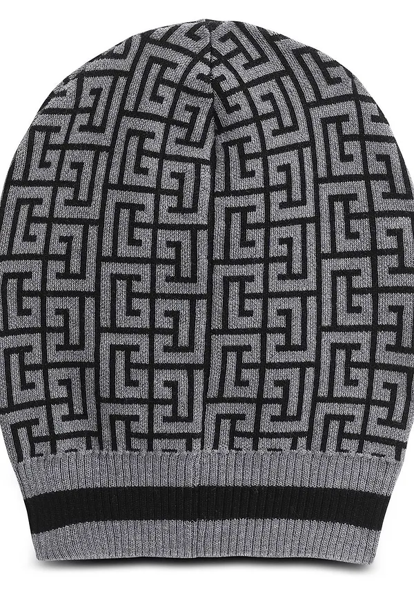 Balmain stickad mössa med monogram - Grå