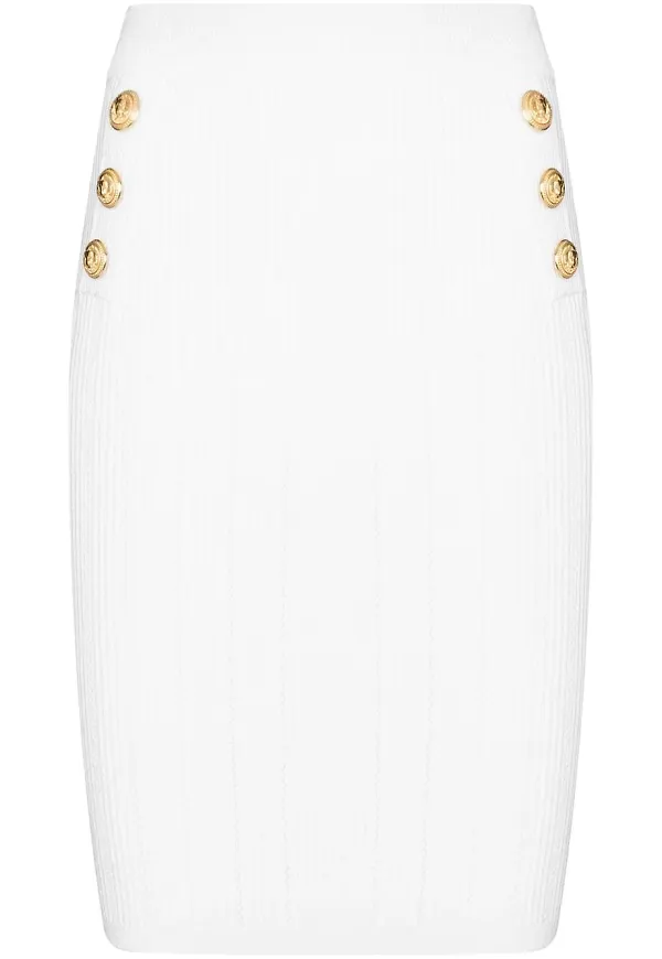 Balmain stickad pennkjol - Vit