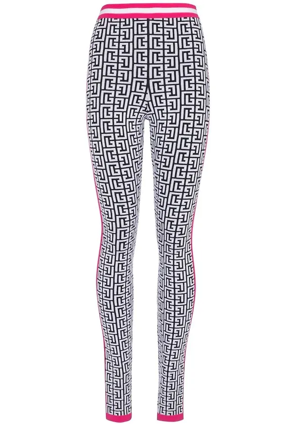 Balmain stickade leggings med logotyp - Vit