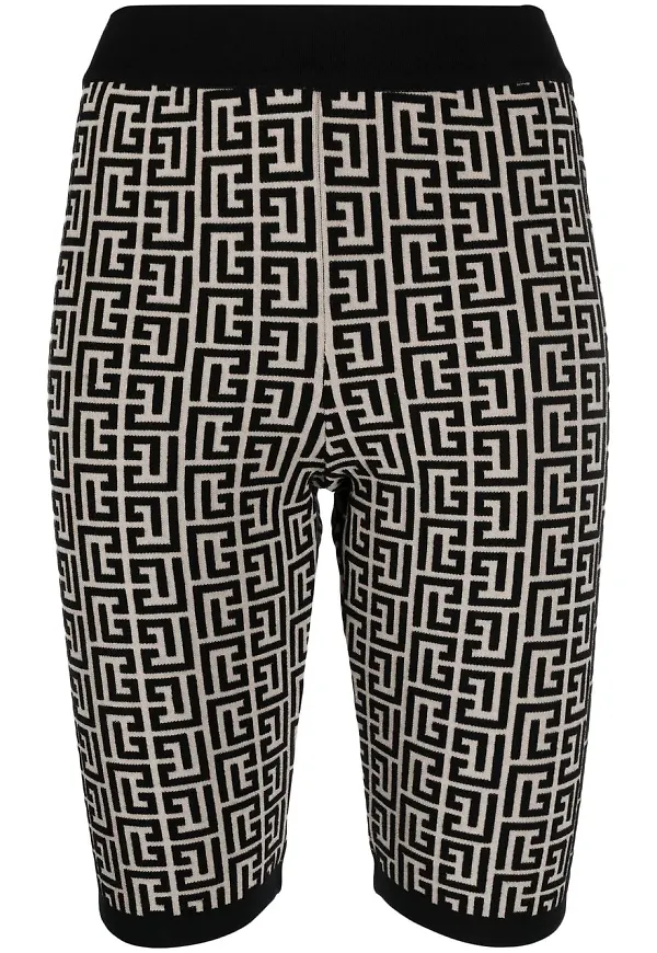 Balmain stickade shorts med monogram - Neutral