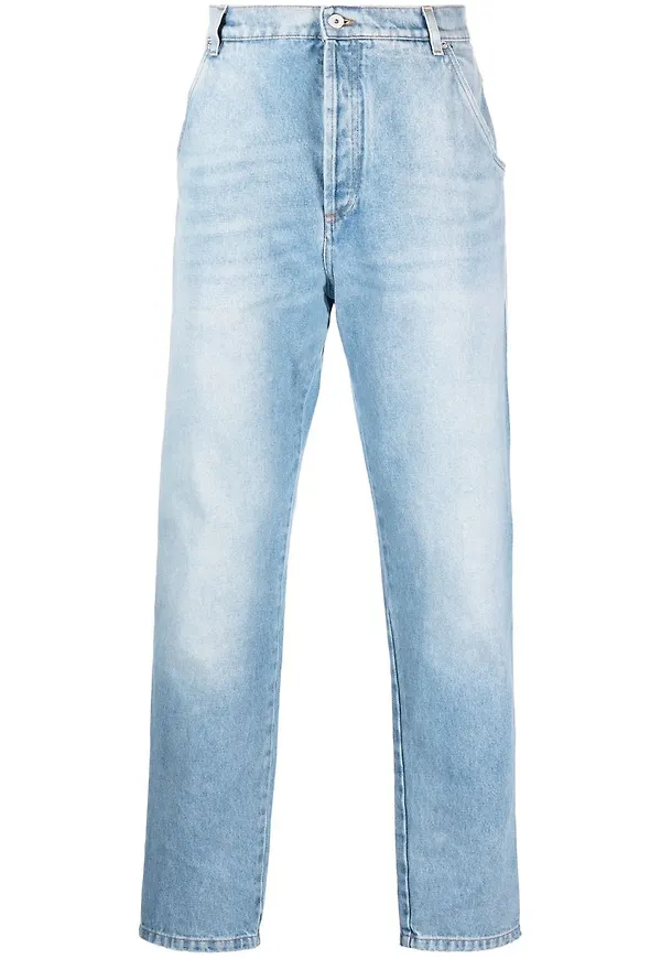 Balmain straight-jeans med monogram - Blå