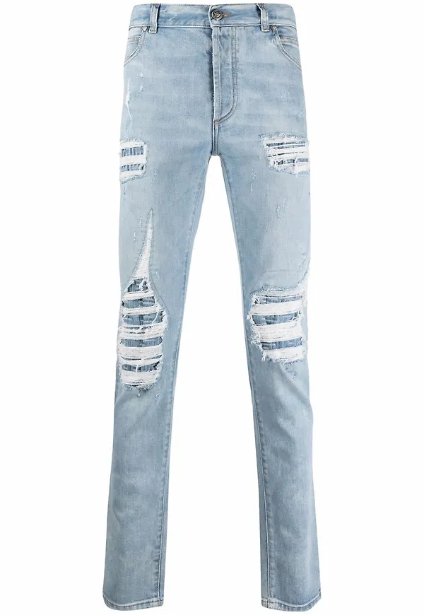 Balmain straight-jeans med slitning - Blå