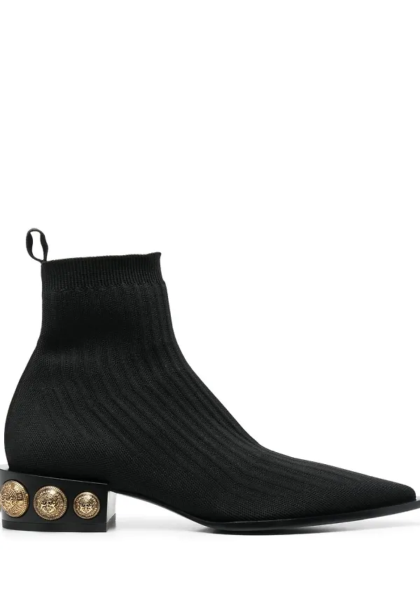 Balmain stretchstickade stövletter - Svart