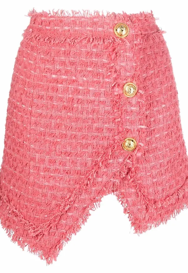 Balmain strukturerad minikjol i tweed - Rosa