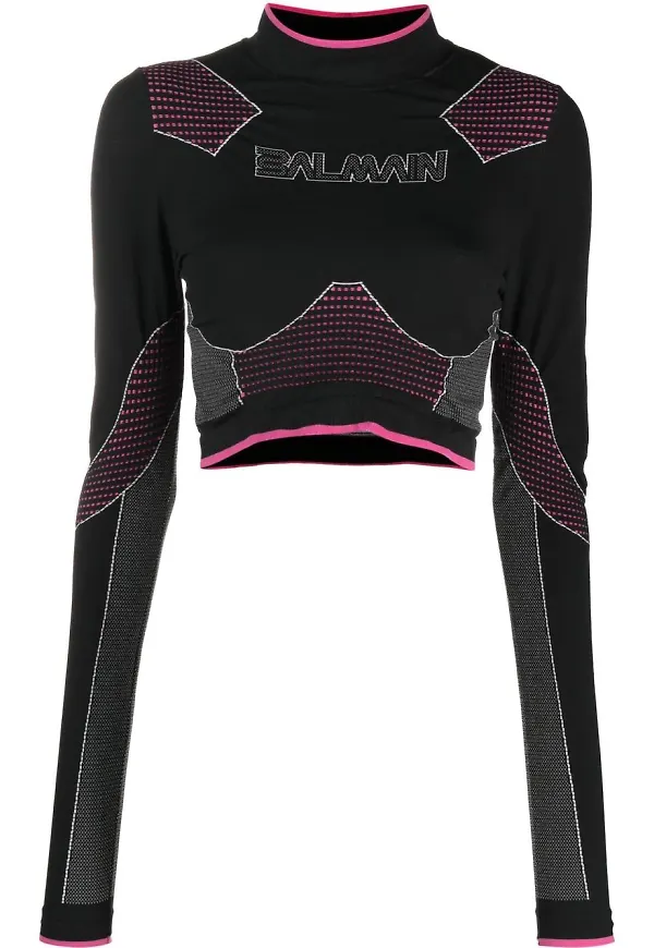 Balmain sömlös croptop - Svart